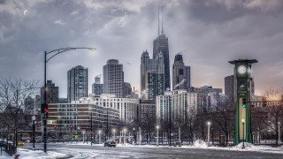 City clocktower urban skyline mountain - a clock tower in the middle of it free wallpaper