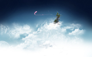 Flying kite clouds hill night - chris labrooy free wallpaper for desktop