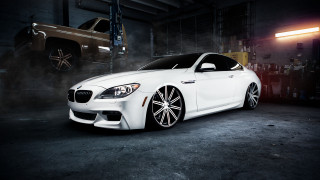 White car garage truck smoke 3 - a garage next free wallpaper