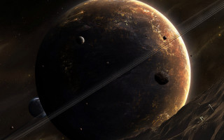 Planet ring star background aurora 2 - planet free wallpaper