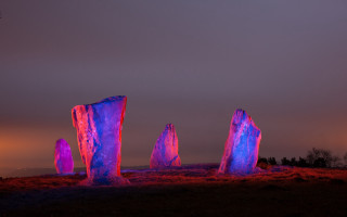Glowing rocks night field abstract - a group of rocks free wallpaper