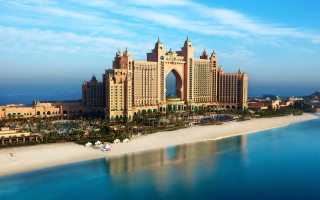 Large building arched window beach - side next free wallpaper