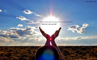 Person sitting field hands up - a person free wallpaper
