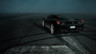 Black sports car night fog 2 - dark atmosphere free wallpaper