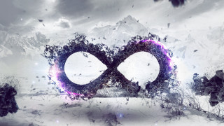 Purple black snow mountains 3d - abstract illusionism free wallpaper
