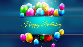 Birthday card balloons blue background - a birthday card free wallpaper