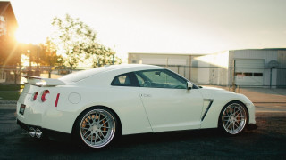 White sports car parked sunshine - the rear end of the car free wallpaper