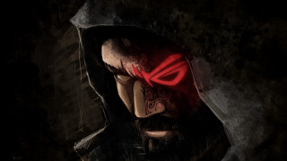 Hooded man red glowing eye - a hood free wallpaper