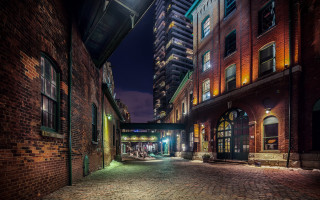 Tokyo night cityscape clocktower brickbuilding - neofauvism free wallpaper