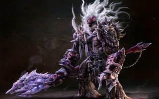 Demonic horned creature holding sword - a sword and a flame free wallpaper