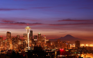 City skyline mountain night sky - everett warner free wallpaper