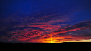 Sunset red blue clouds telephone - crepuscular ray free wallpaper