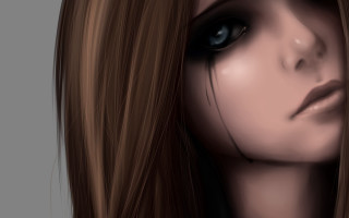 Gothic woman blue eyes black - a black eyeliner free wallpaper