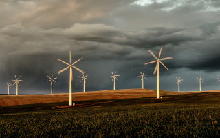 Wind turbines hill cloudy sky - andreas gursky free wallpaper