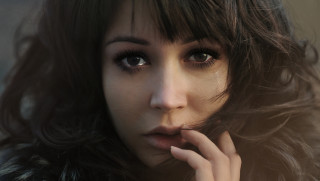 Woman long hair black jacket 13 - shaded free wallpaper