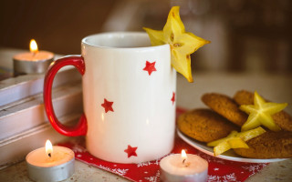 Coffee cookies candle book autumn - professional food photography free wallpaper for desktop