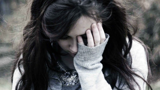 Woman long hair covering face - a park free wallpaper