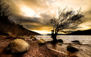 Stormy beach landscape matte painting - alexander johnston free wallpaper