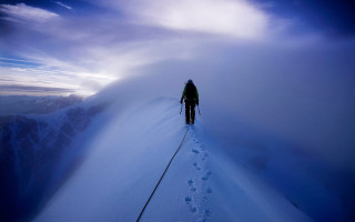Mountain skiing sunset cloudy sky - cliff childs free wallpaper