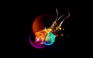 Lion scissors bubble black background - liquid free wallpaper