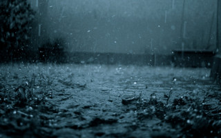 Rain soaked street bench umbrella - tonalism free wallpaper