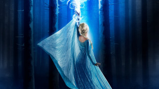 Woman blue dress lightning wand - fantasy magic free wallpaper