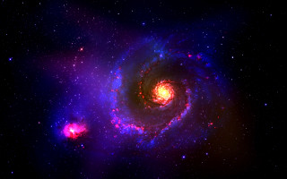 Spiral galaxy red blue center - blue center free wallpaper