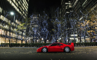 Red sports car night cityscape 2 - outrun free wallpaper