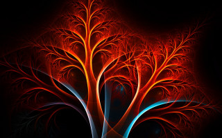 Red tree blue light fractals 2 - a red tree free wallpaper