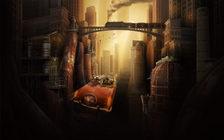 City train bridge car dieselpunk - dieselpunk free wallpaper