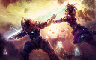 Fantasy battle duel beach planet - the back of them free wallpaper