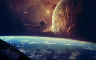 Man hill planet star moon - the planet free wallpaper