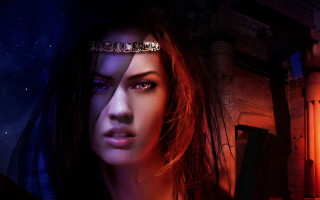 Woman tiaras neon gothic night - a neon light behind her free wallpaper
