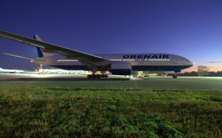 Large airplane runway night photorealism - the light free wallpaper