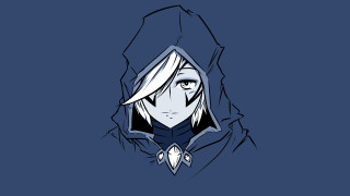 Hoodie portrait vanitas blue background - a face free wallpaper