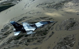Fighter jet sandy river forest - don arday free wallpaper