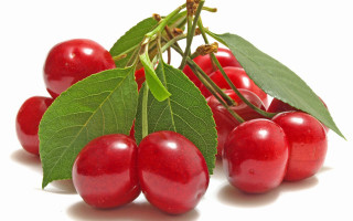 Cherries leaves food fruit 3d - a bunch of cherries free wallpaper