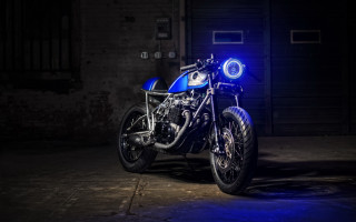 Blue motorcycle dark room blue 2 - anson maddock free wallpaper