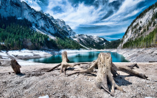 Lake mountains trees snow romanticism - caspar wolf free wallpaper
