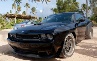 Black car sand palm beach - dom qwek free wallpaper