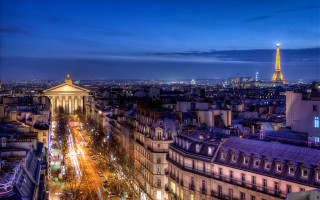 Eiffel tower cityscape night traffic - traffic free wallpaper