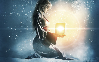 Woman lantern snow night kimono - an gyeon free wallpaper for desktop