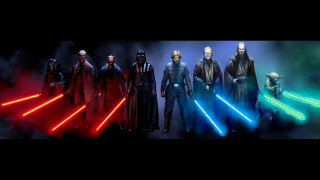 Star wars characters dark background 2 - a group of star wars characters free wallpaper