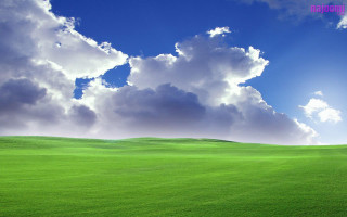 Green field blue sky clouds 26 - a matte painting free wallpaper