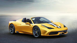 Yellow sports car white hood - the front of its free wallpaper