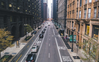 City street bus cars buildings - city free wallpaper