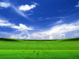 Green field blue sky clouds 2 - a matte painting free wallpaper