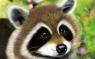 Raccoon blurry floral background digital - a raccoon free wallpaper