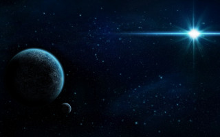 Blue planet bright star horizon - a bright star in the background free wallpaper