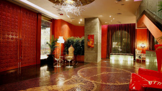 Large foyer chandelier red door - a mosaic free wallpaper